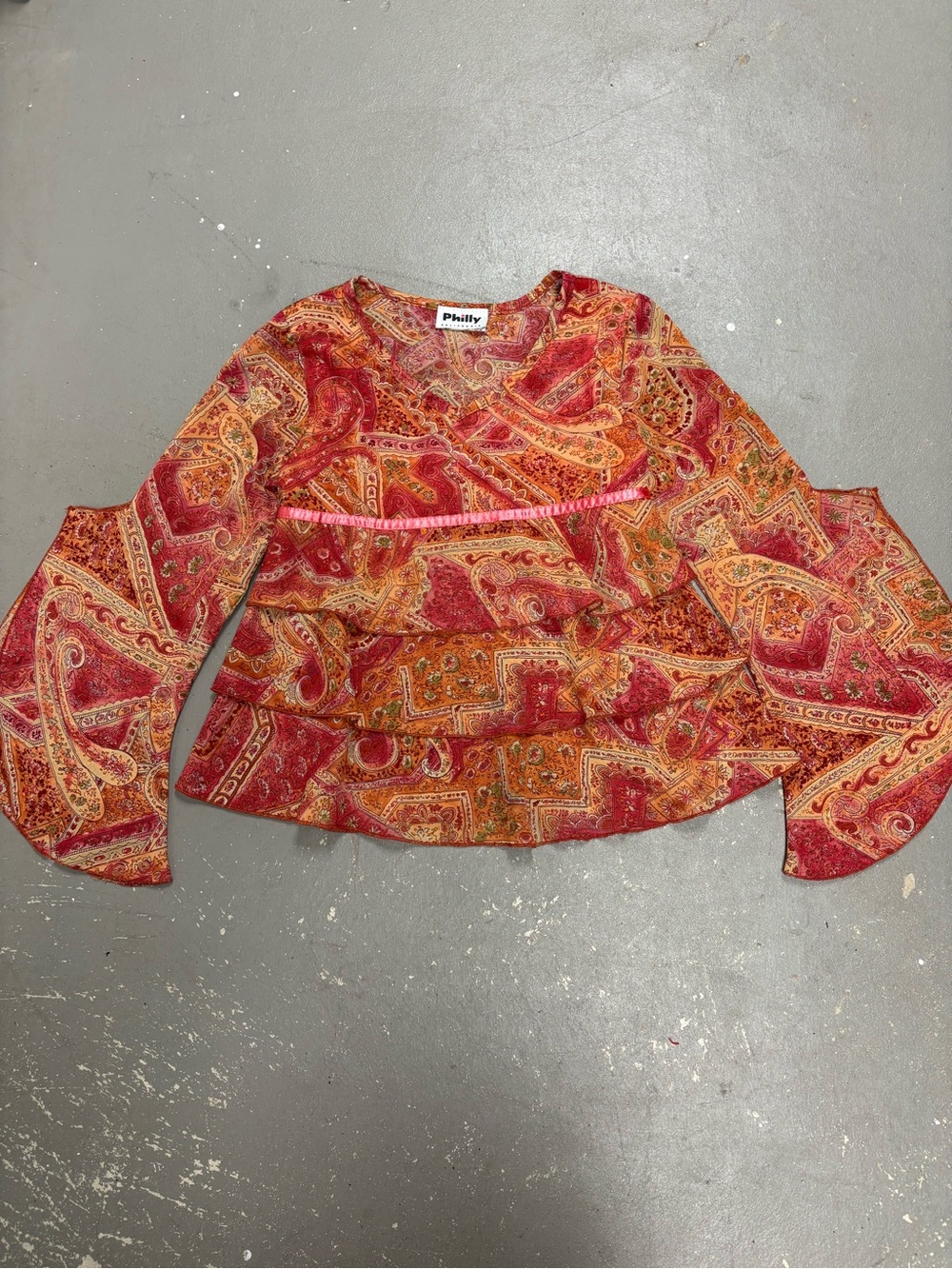 Philly California 90s Y2K Vintage Fairy Core Tiered Red Orange Womens Medium